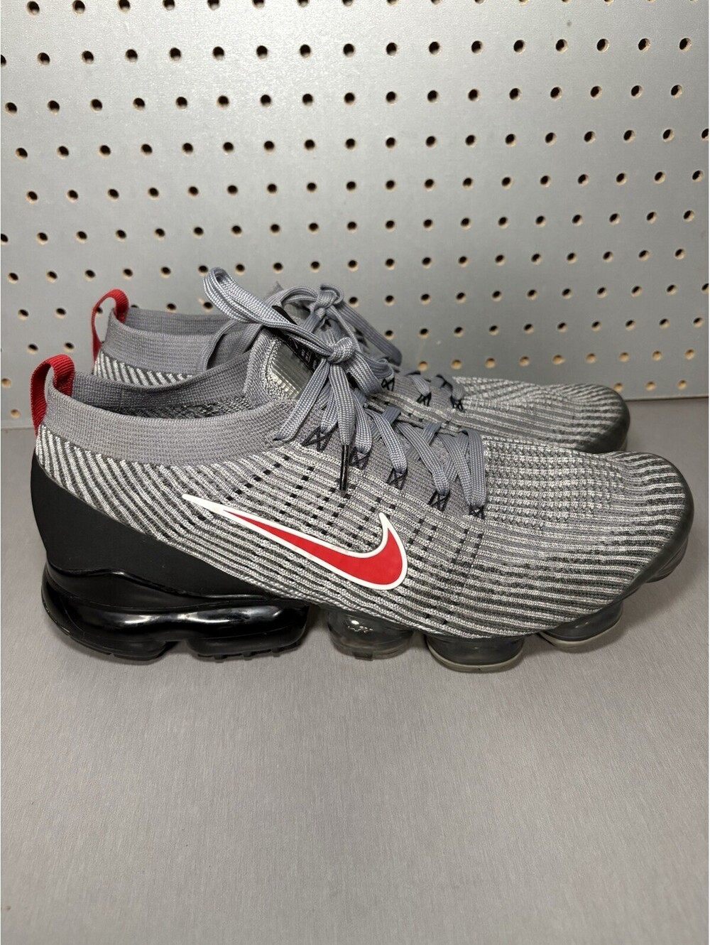 Nike Air VaporMax Fly Knit 3 Shoes Mens 14 Particle Grey Gray University Red